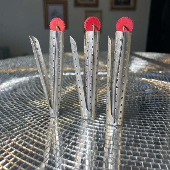 3 Antique Aluminum Hair Curlers Goody Curl Clip - Picture 1 of 8